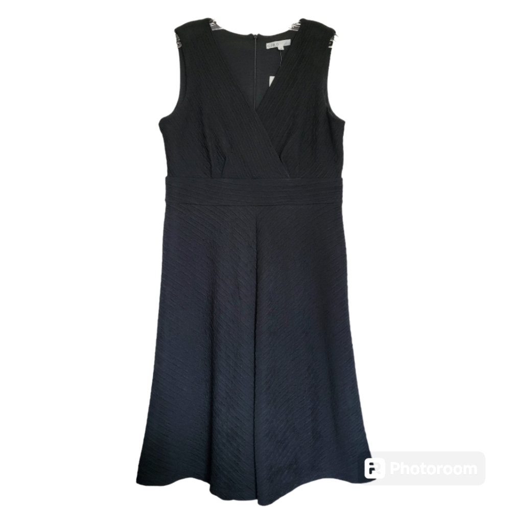 Cleo Black V-neck Sleeveless Midi Cocktail Dress Size 12 Formal Wedding